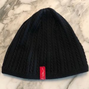 BULA Polartec 100% wool beanie, black cable with inside soft liner over ears